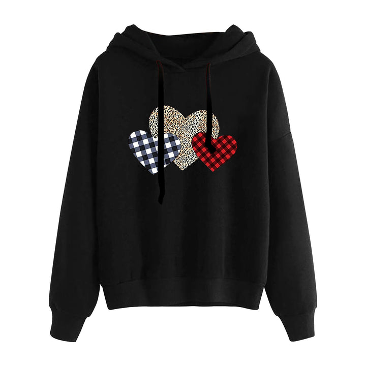 Women's casual oversized hoodie with heart and paw print, drawstring and ribbed cuffs Mune Fashion