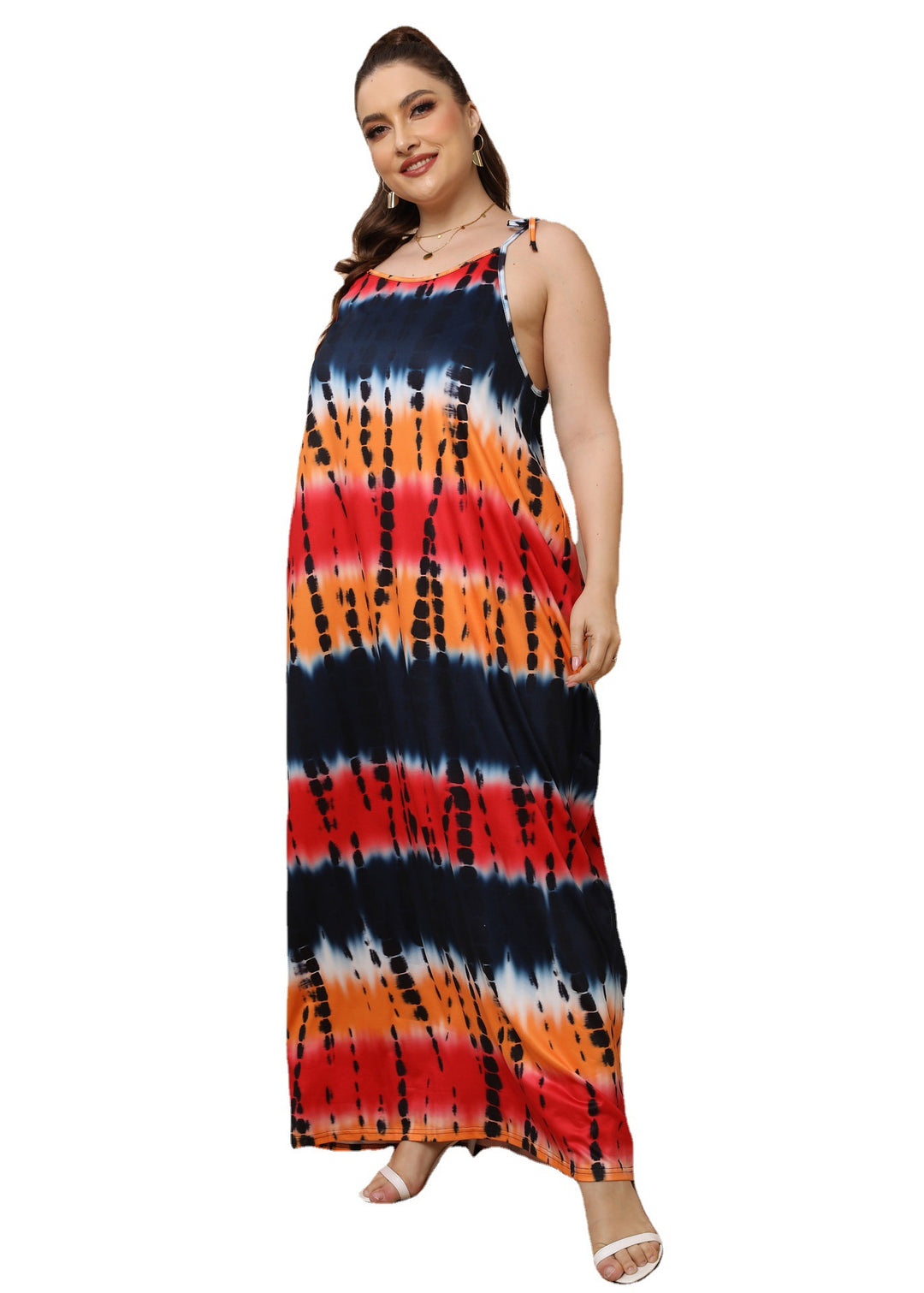 Women's airy maxi dress with colorful tie-dye pattern Mune Fashion