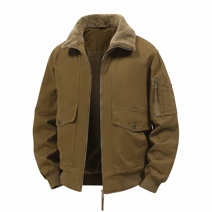 Men's Warm Bomber Jacket with Teddy Lining and Utility Pockets Mune Fashion