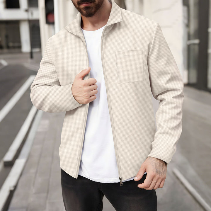 Men's structured zip-over shirt with stand-up collar and patch breast pocket Mune Fashion