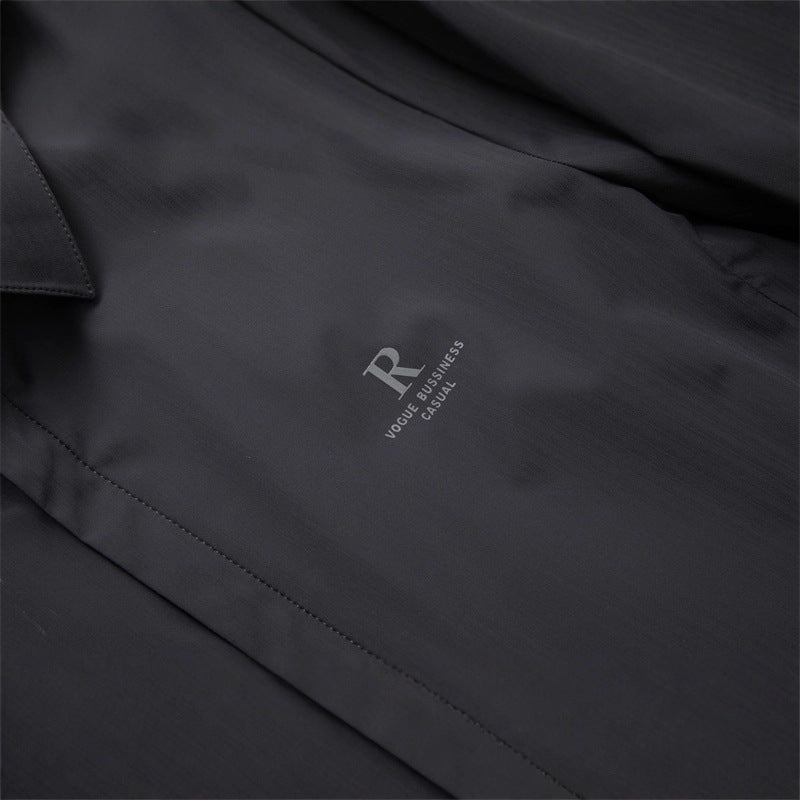 Men's Lightweight Windproof Transition Jacket with Shirt Collar and Concealed Zipper Mune Fashion
