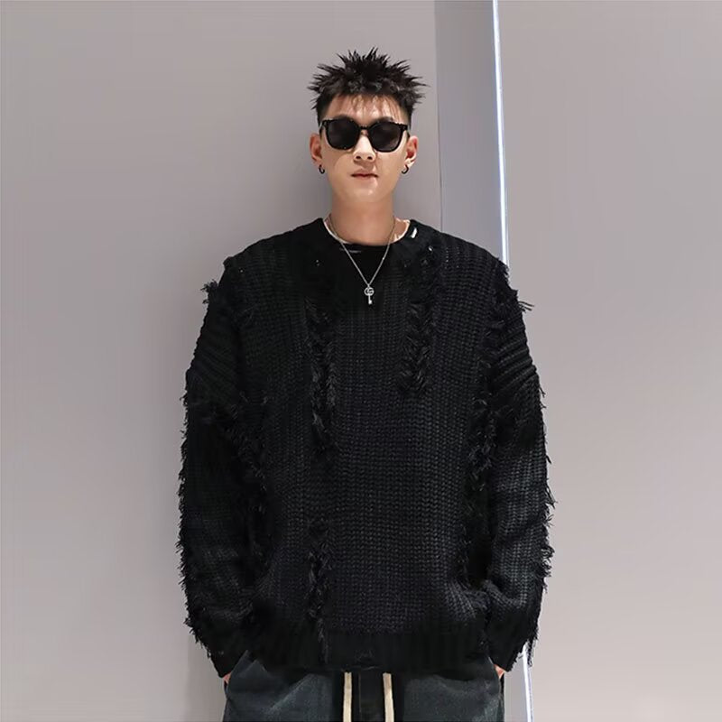 Men's Casual Chunky Knit Sweater with Used Look Mune Fashion