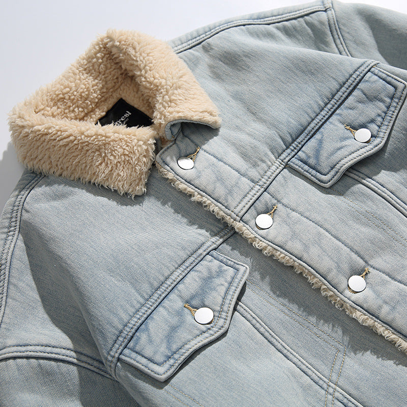 Unisex Oversize Denim Jacket with Teddy Lining and Sherpa Collar Mune Fashion