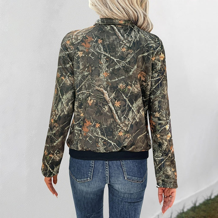 Women's Sporty Fleece Jacket in Camouflage Design Mune Fashion
