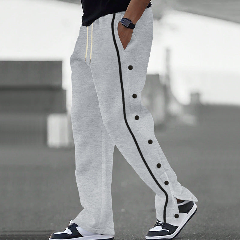 Men's Sporty Loose Jogging Pants with Snap Buttons Mune