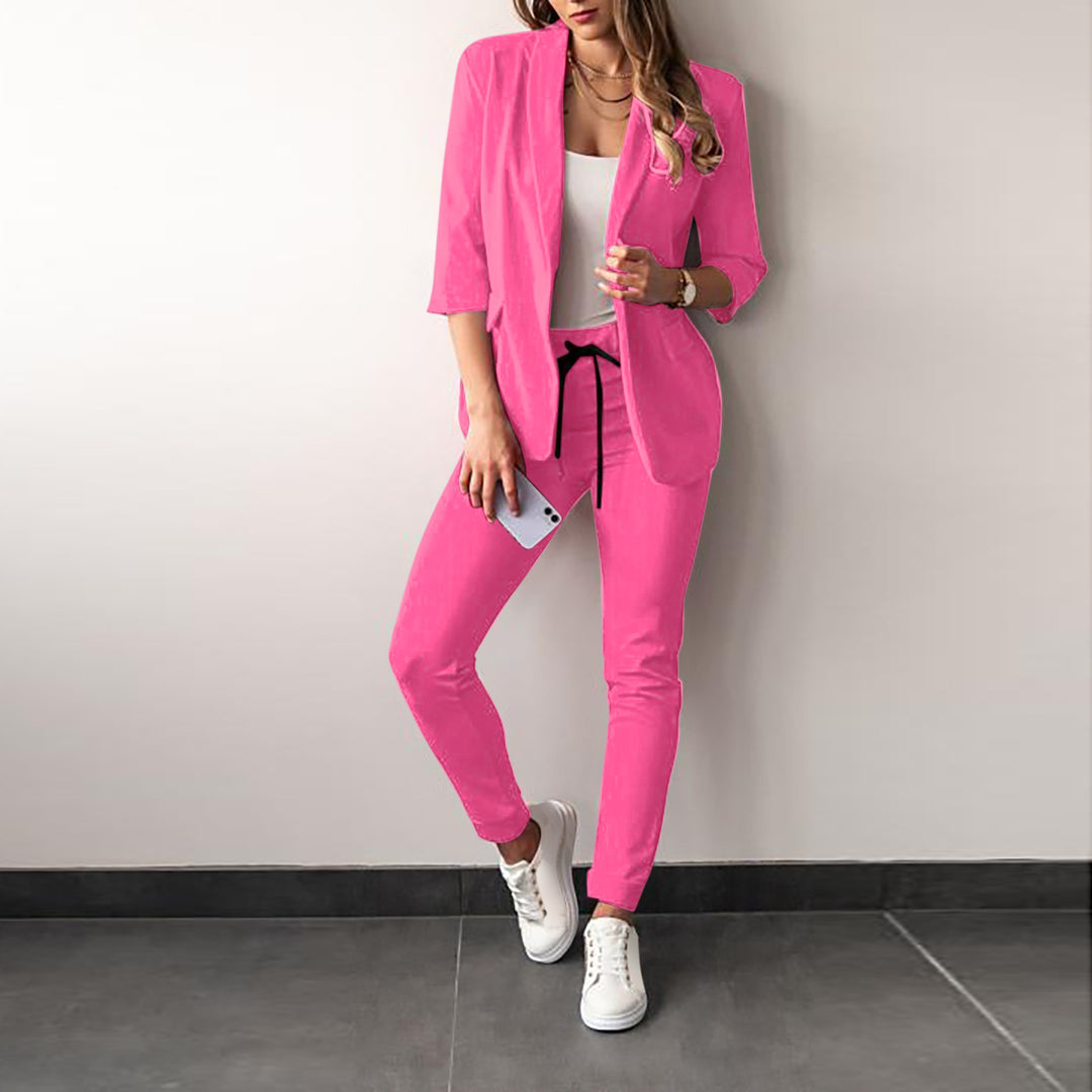 Women Elegant Two-Piece Blazer Jogging Suit Mune Fashion