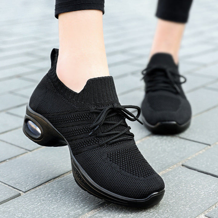 Women's avant-garde knit platform sneakers with cushioned air unit, sock-like entry and ergonomic memory footbed Mune Fashion