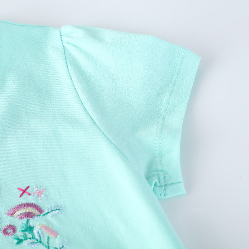 Girls Short Sleeve Casual Dress with Charming Unicorn Design Mune Fashion