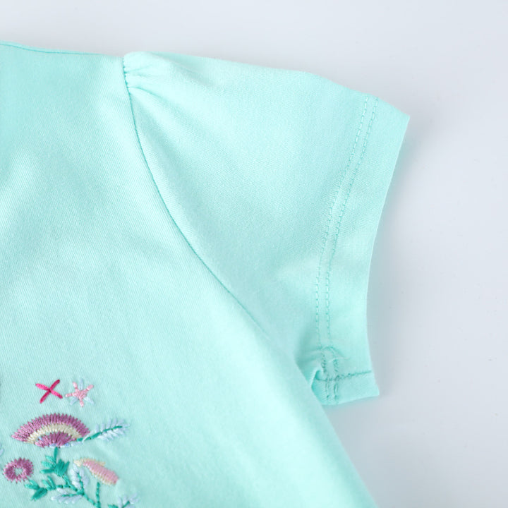 Girls Short Sleeve Casual Dress with Charming Unicorn Design Mune Fashion