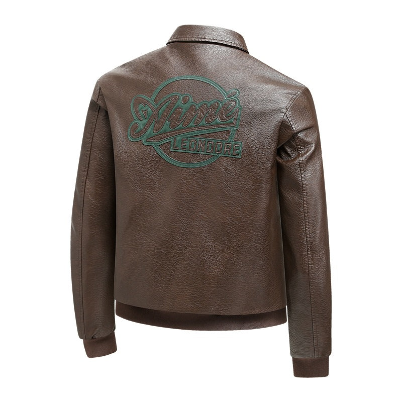 Men's Casual Leather Jacket with Stitching Details Mune Fashion