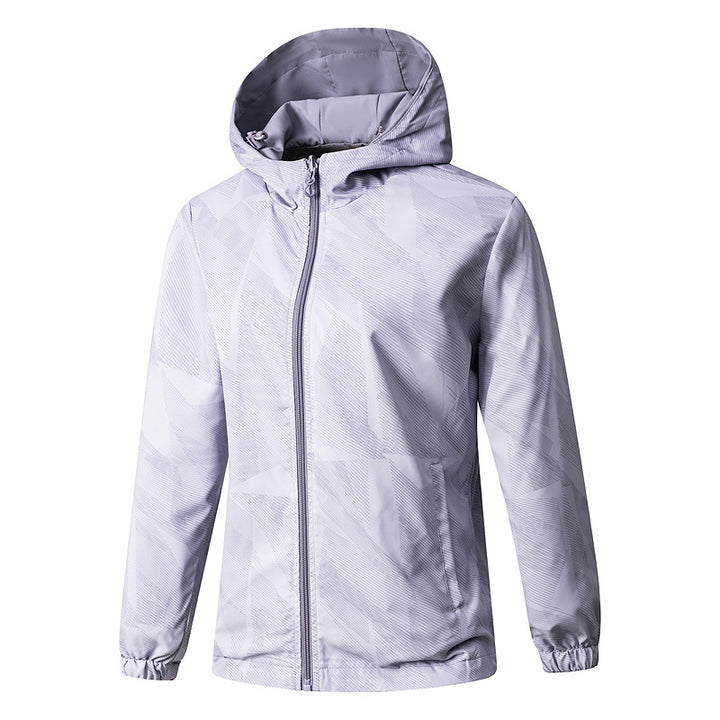 Women Lightweight Technical Hooded Jacket Water-Repellent with Full Zip and Elastic Cuffs Mune Fashion