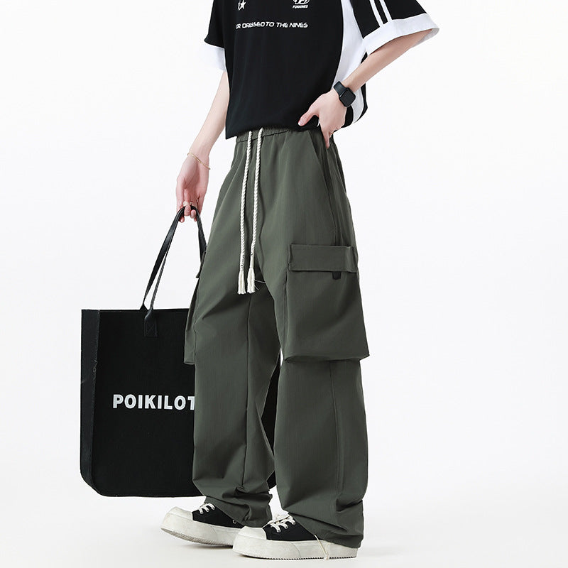 Men's Loose Cargo Pants in Oversized Cut with Oversized Flap Pockets and Drawstring Waist Mune Fashion