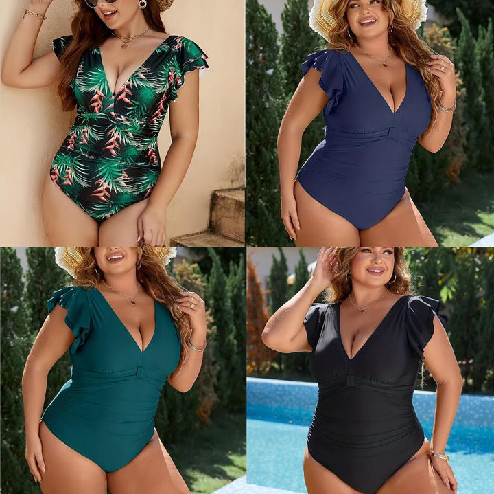 Women's One-Piece Swimsuit with Fashionable Ruffle Details Mune Fashion