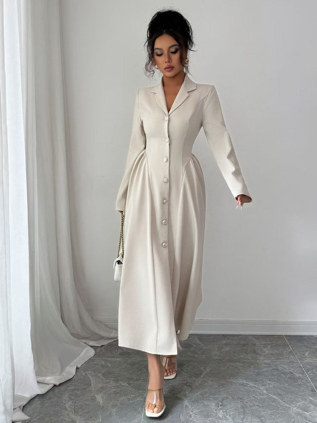 Women's Elegant Midi Dress in Blazer Style with Tailored Fit Mune Fashion