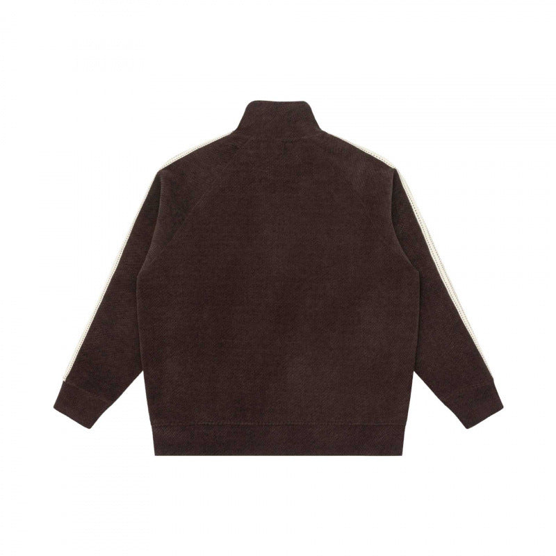 Unisex Oversize Teddy fleece Zipped jacket with stand-up collar and contrast stripes Mune Fashion