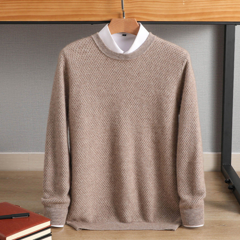 Men's classic round neck sweater made of cashmere-like wool blend with fine texture Mune Fashion