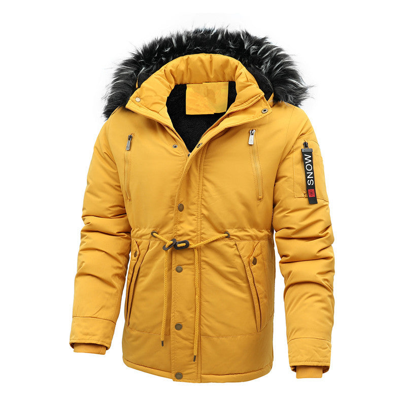 Men's padded parka jacket with faux fur hood and waist drawstring Mune Fashion