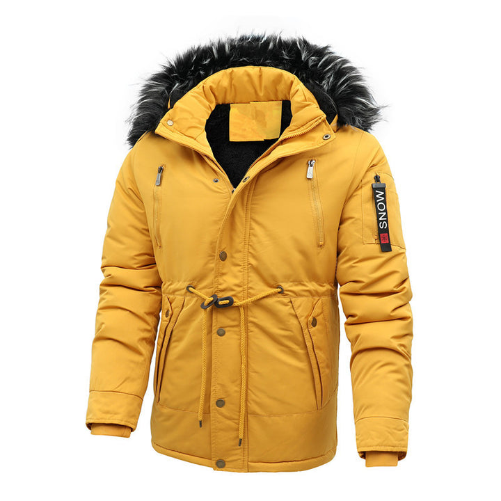 Men's padded parka jacket with faux fur hood and waist drawstring Mune Fashion