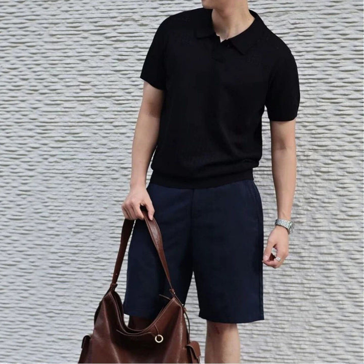 Men's Elegant Polo Shirt with Textured Surface Mune Fashion