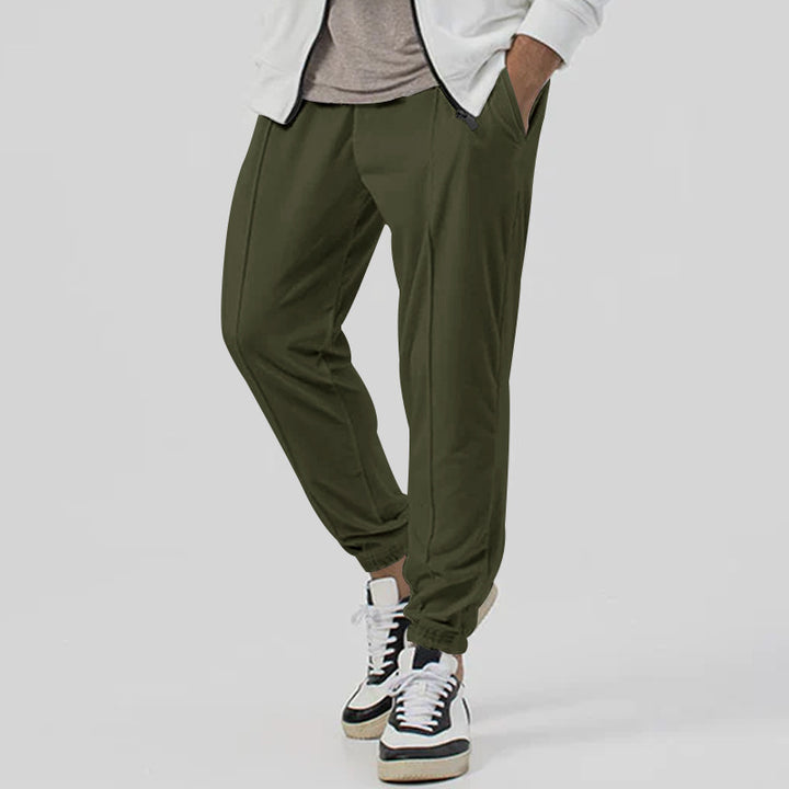 Men's tapered jogging pants in linen look with crease and cuff Mune Fashion