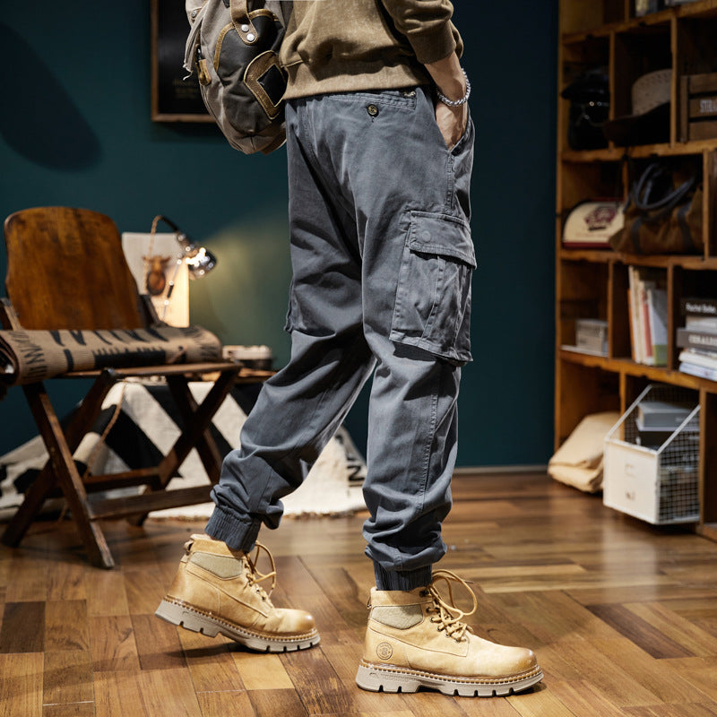 Men's Urban Utility Relaxed-Fit Cargo Jogging Pants with Drawstring and Multiple Pockets Mune Fashion