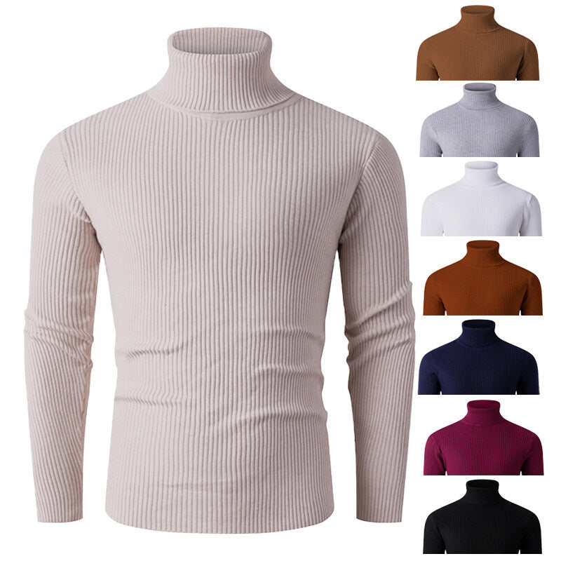 Men's tailored ribbed knit turtleneck sweater Slim Fit Mune Fashion