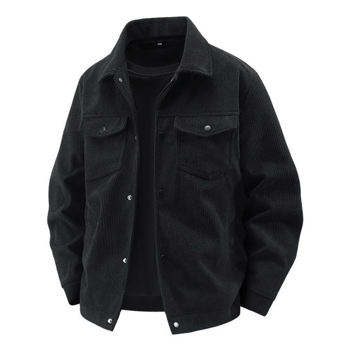 Men's quilted cord jacket in trucker style with snap button closure and patch chest pockets Mune Fashion