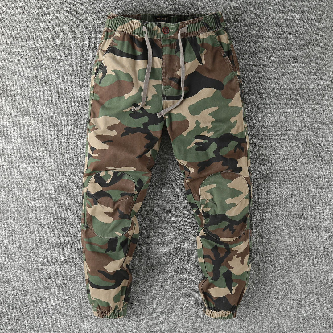 Men's Cargo Pants in Jogger Style with Elastic Waistband and Knee Reinforcement Mune Fashion
