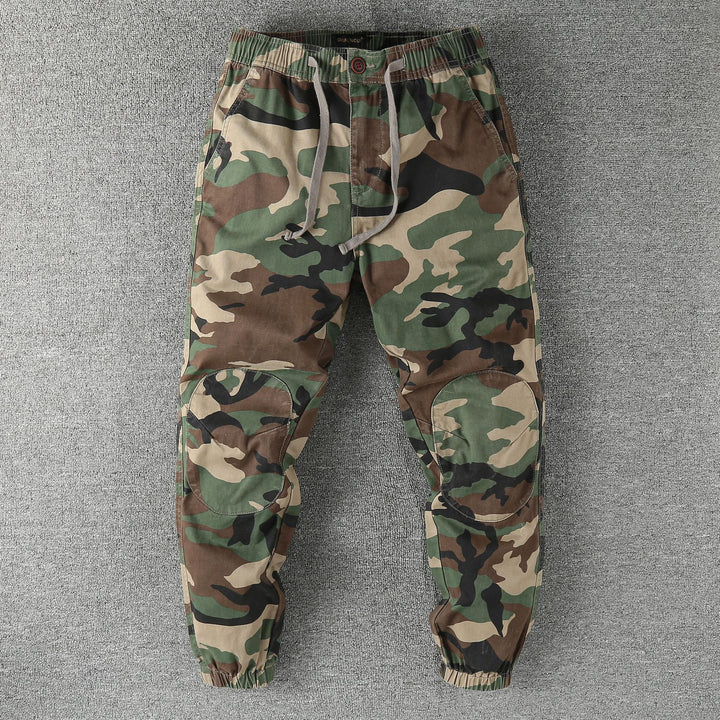 Men's Cargo Pants in Jogger Style with Elastic Waistband and Knee Reinforcement Mune Fashion
