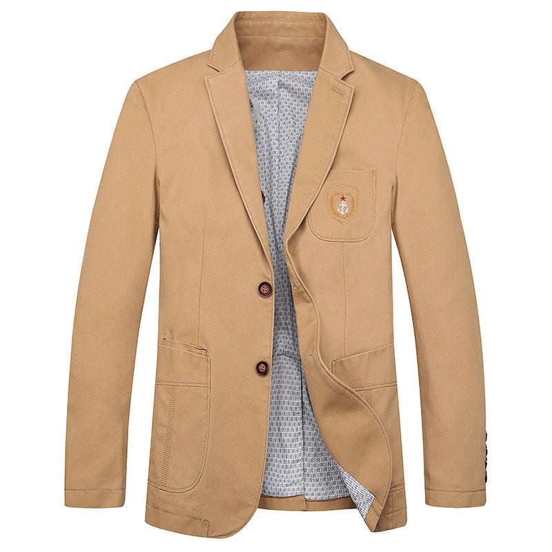 Men's cotton blazer in casual worker style with chest pocket and emblem Mune Fashion