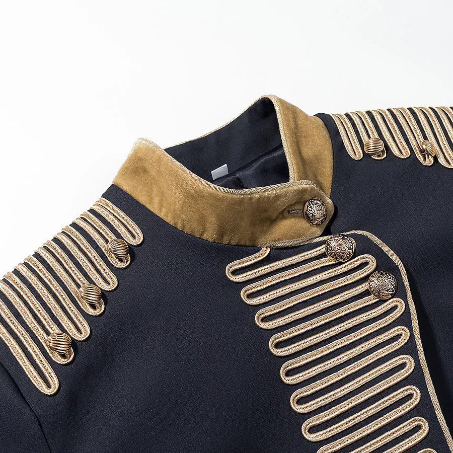 Ladies military parade jacket with gold-embellished braids, stand-up collar and velvet cuffs Mune Fashion