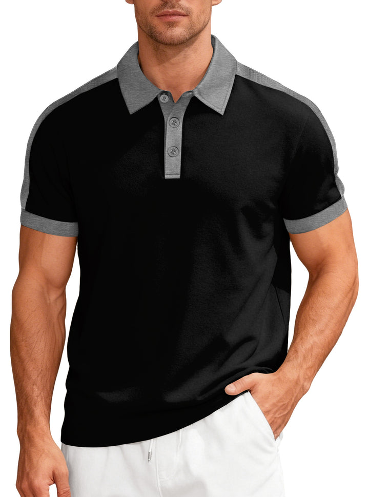 Men's nan Premium polo in retro contrast look with shirt collar and three-button placket Mune Fashion