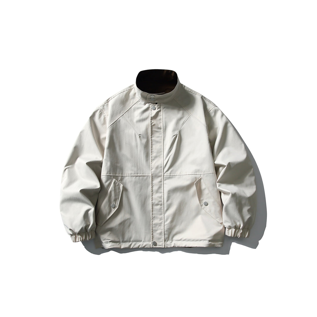 Unisex Lightweight wind and water-repellent oversized boxy jacket with stand-up collar and elastic hem Mune Fashion