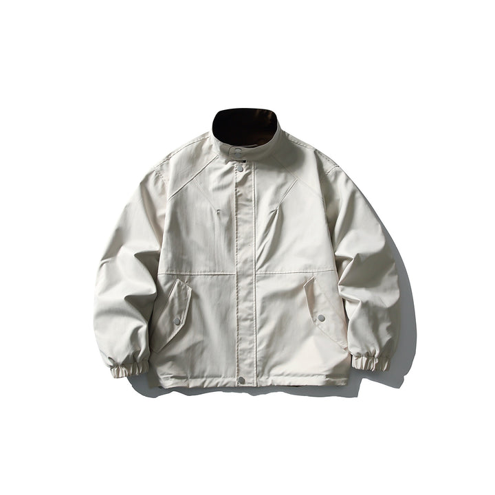 Unisex Lightweight wind and water-repellent oversized boxy jacket with stand-up collar and elastic hem Mune Fashion