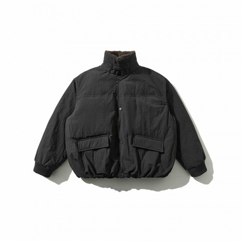 Men's Padded Bomber Jacket with Teddy Collar, Flap Pockets and Elastic Hem Mune Fashion