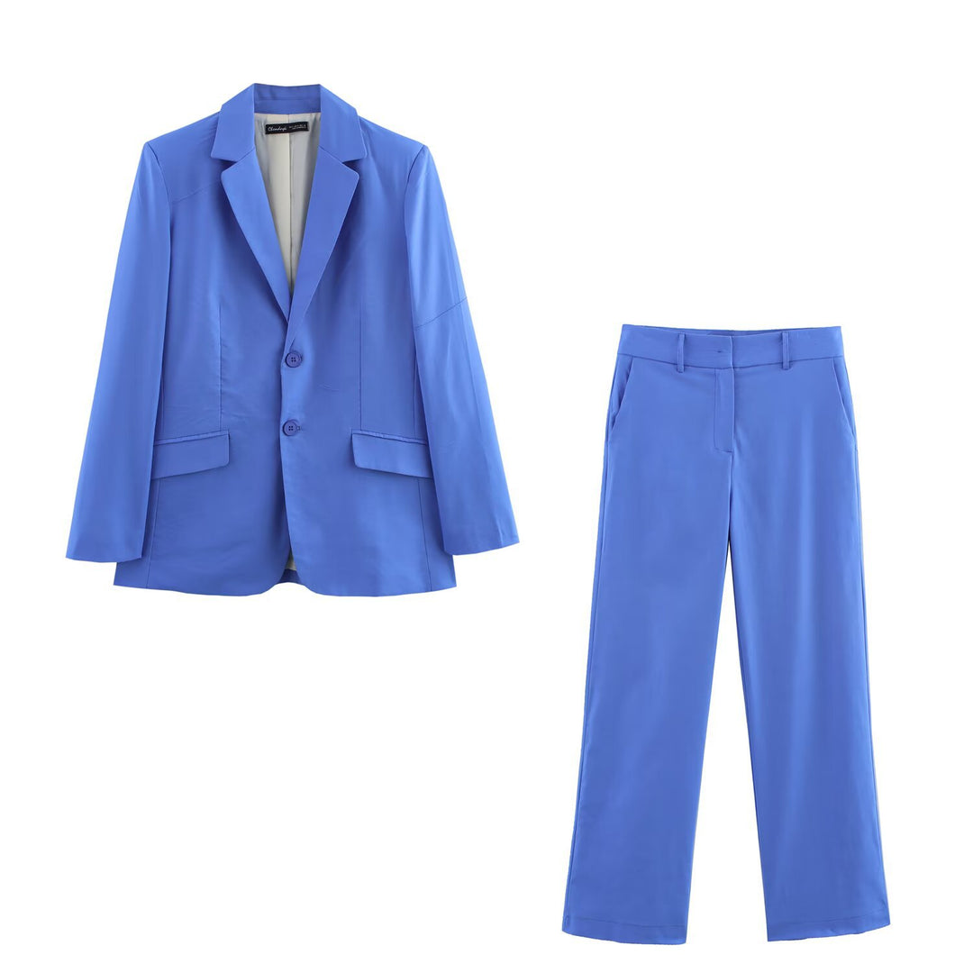 Women's Oversized Single-Breasted Blazer with Notch Lapels, Two Buttons and Flap Pockets Mune Fashion