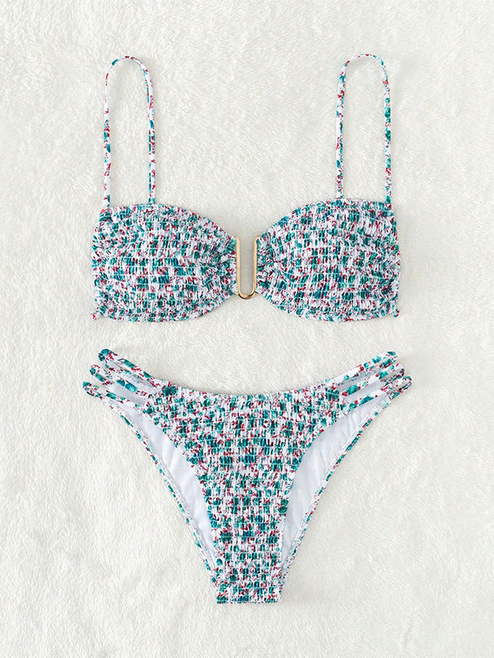 Women Push-Up Bikini with adjustable straps and gold accents Mune Fashion