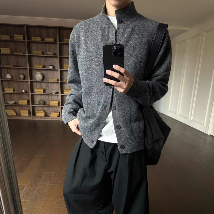 Men's Cozy Knit Sweater with Button Placket Mune Fashion