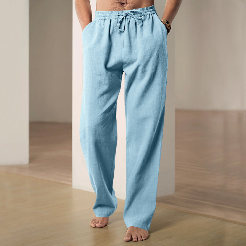 Men's comfortable linen lounge pants with extra wide leg, adjustable drawstring waistband, and breathable summer quality Mune Fashion