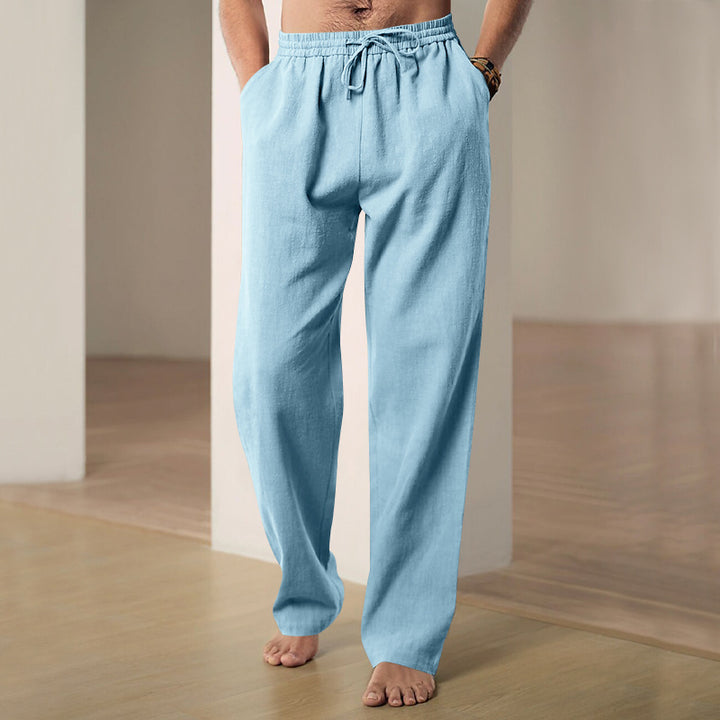 Men's comfortable linen lounge pants with extra wide leg, adjustable drawstring waistband, and breathable summer quality Mune Fashion