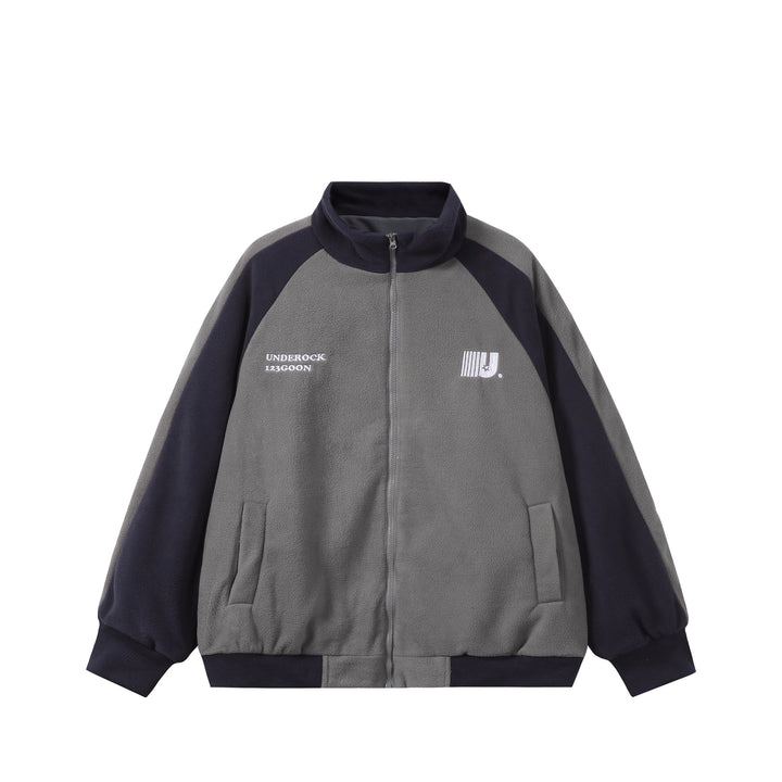 Unisex Boxy Fleece Jacket with Front Zipper, Stand Collar and Flap Pockets Mune Fashion