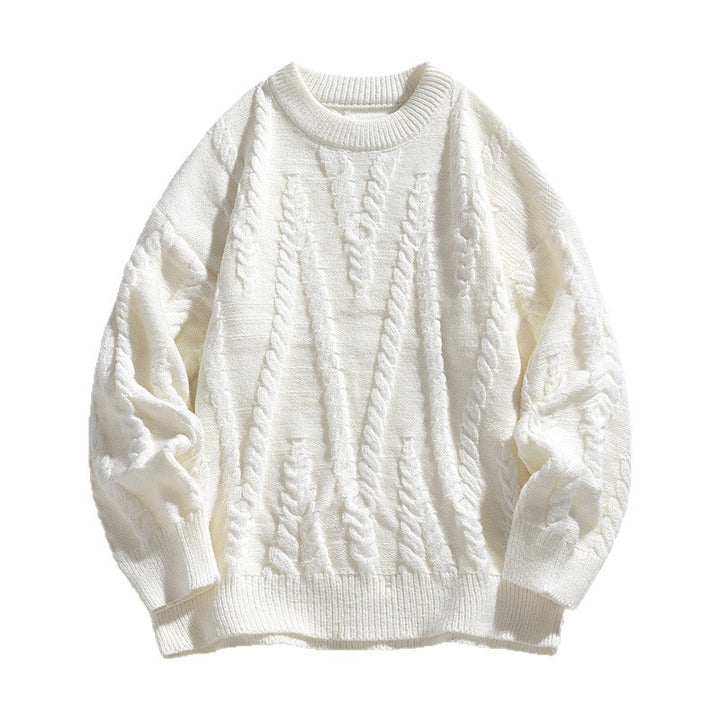 Ladies Elegant Knit Sweater with Classic Cable Pattern Mune Fashion