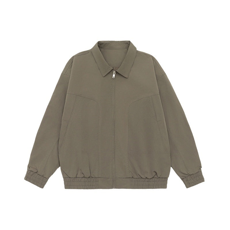 Unisex Oversize Blouson Jacket with Shirt Collar and Elastic Waistband Mune Fashion