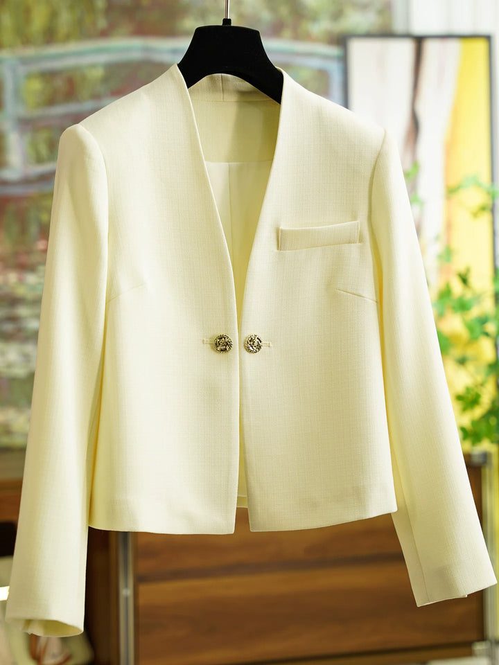 Women Stylish Short Blazer with Glamorous Buttons Mune Fashion