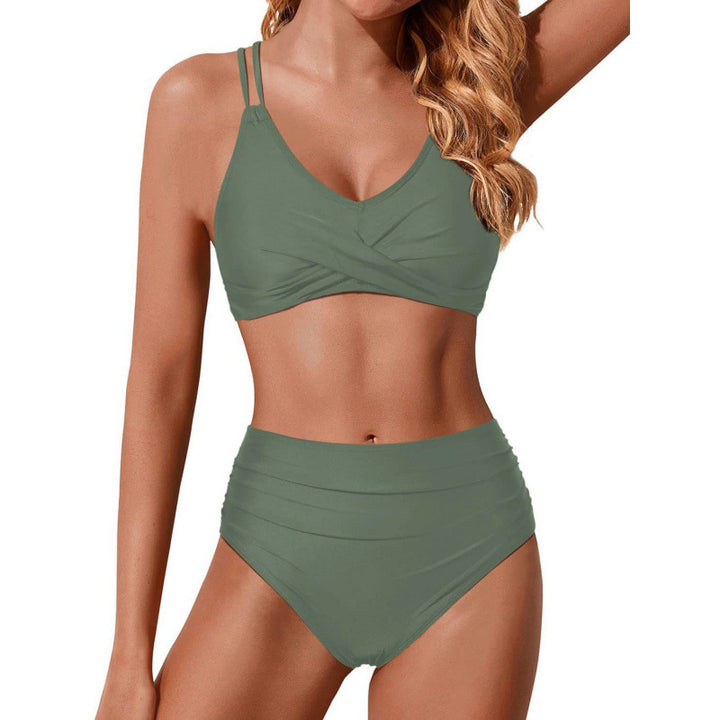 Women's High-Waisted Bikini Set with Ruffled Top Mune Fashion
