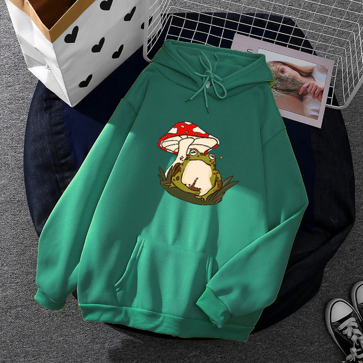 Women oversized hoodie with Gothic statement print and kangaroo pocket Mune Fashion