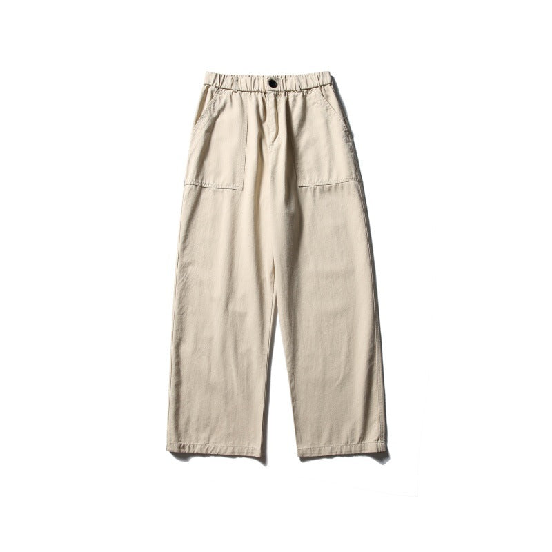 Women's Wide Utility Cargo Pants with Elastic Waistband and Patch Front Pockets Mune Fashion