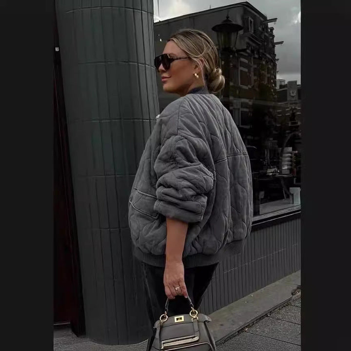 Women's Oversized Quilted Bomber Jacket Mune