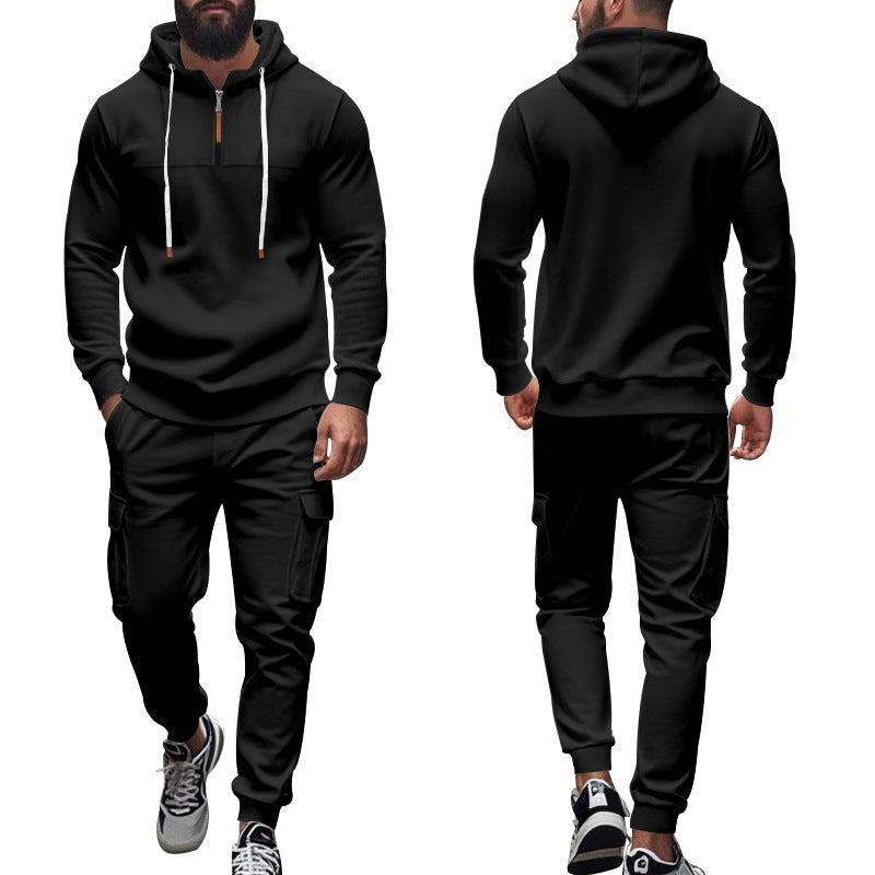 Men's nano cargo jogging suit with half-zip hoodie and tapered cargo pants Mune Fashion