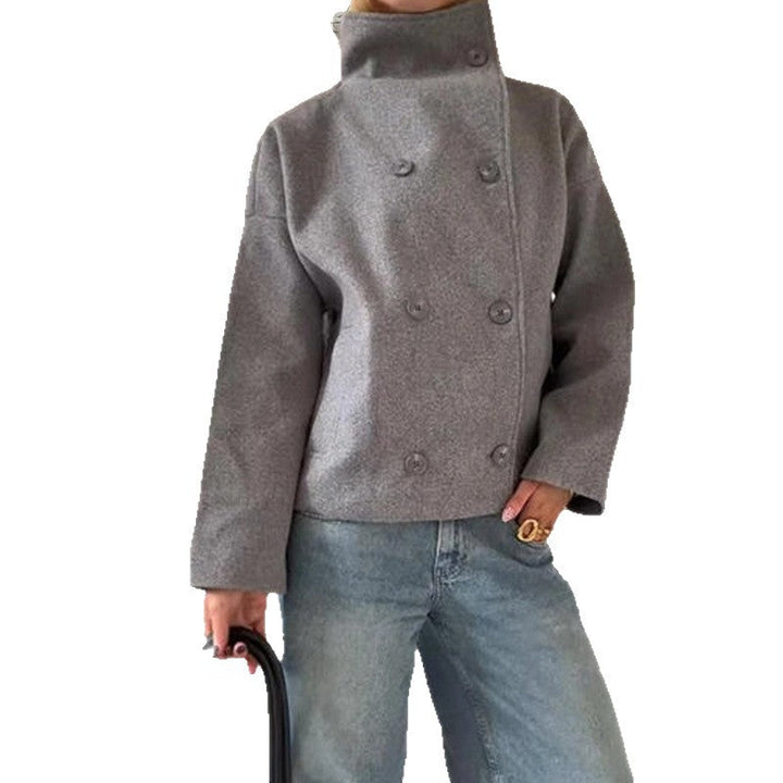 Mune | Women's Fashion Oversized Jacket with High Collar and Decorative Button Details